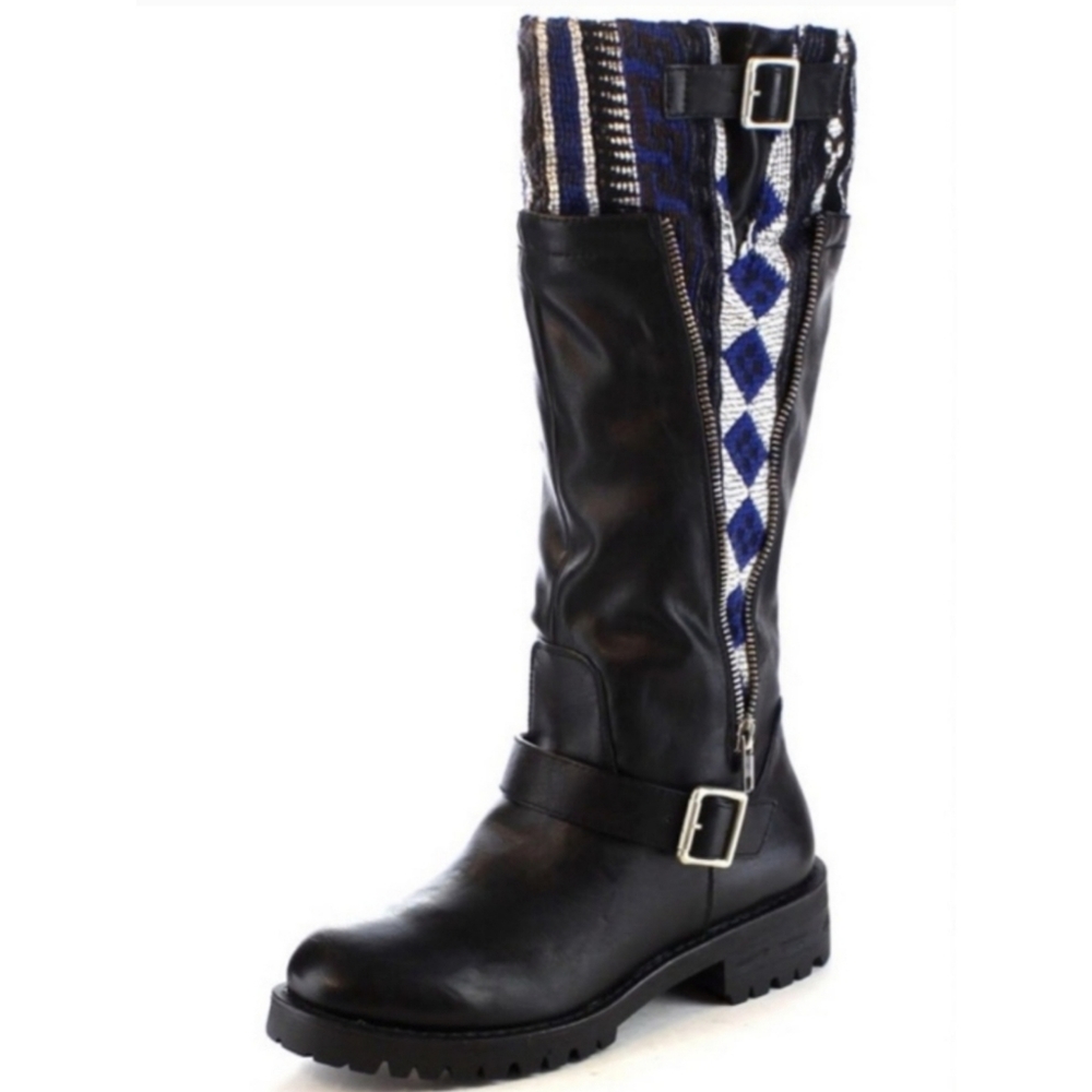 New! Moto Boot Tribal Fabric & Leather 8.5 - Picture 2 of 6